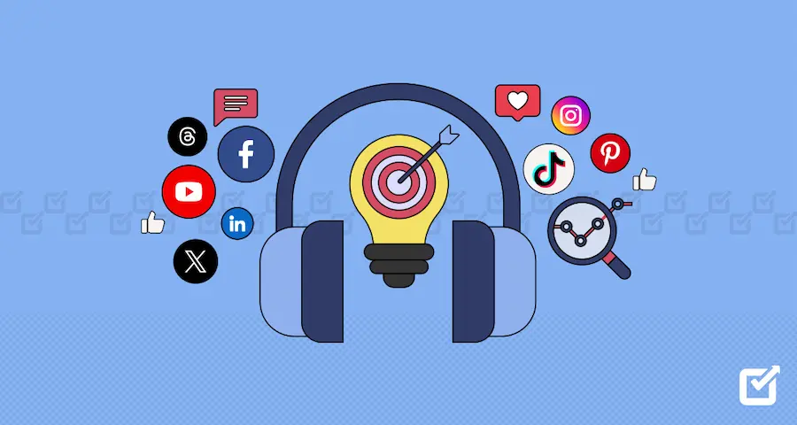 imagen de unos audifonos con diferentes herramientas digitales a su alrededor